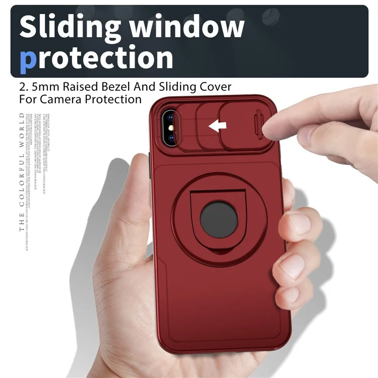 For iPhone X / XS Magnetic Case Kickstand Anti-Scratch Armour Phone Cover - Red