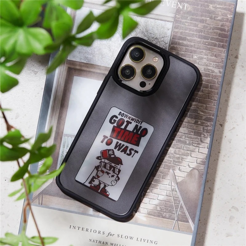 For iPhone 15 Pro Phone Case 3-Color E Ink Case Protective Wireless Projection - Black