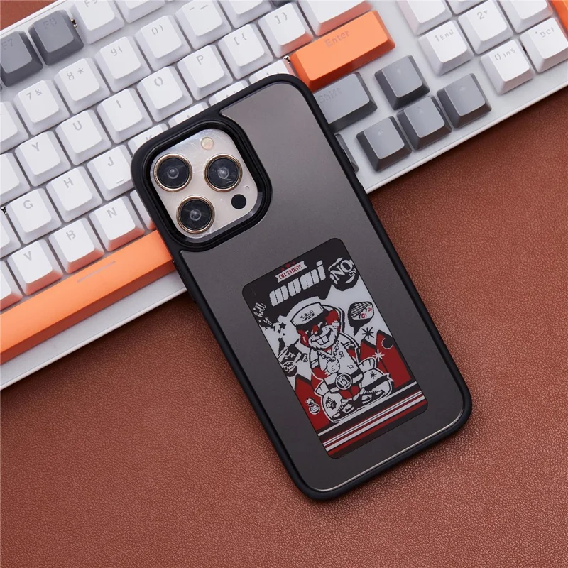 For iPhone 15 Pro Phone Case 3-Color E Ink Case Protective Wireless Projection - Black