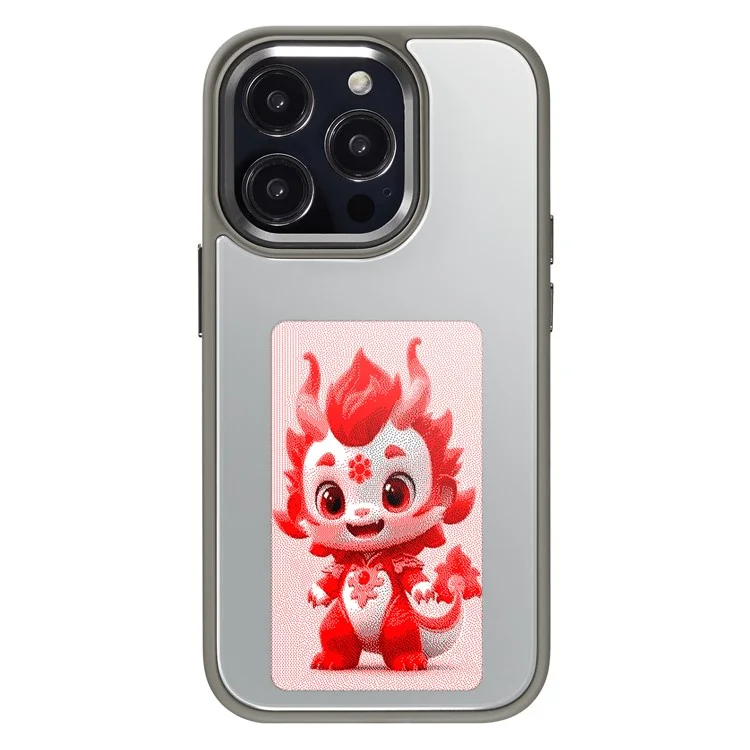 For iPhone 15 Pro Phone Case 3-Color E Ink Case Protective Wireless Projection - Grey