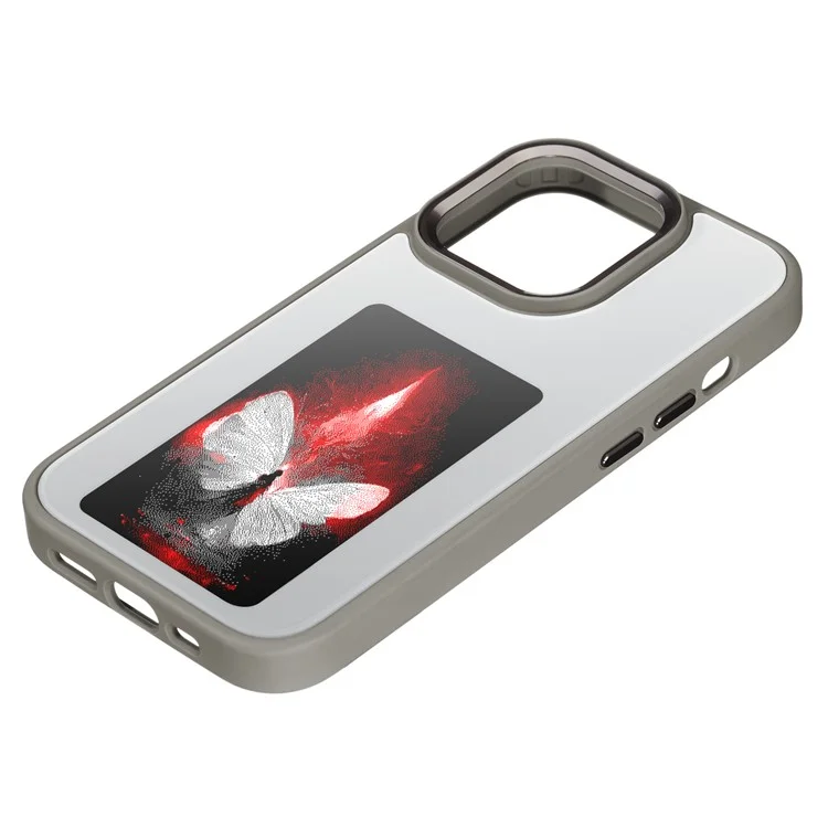 For iPhone 15 Pro Phone Case 3-Color E Ink Case Protective Wireless Projection - Grey