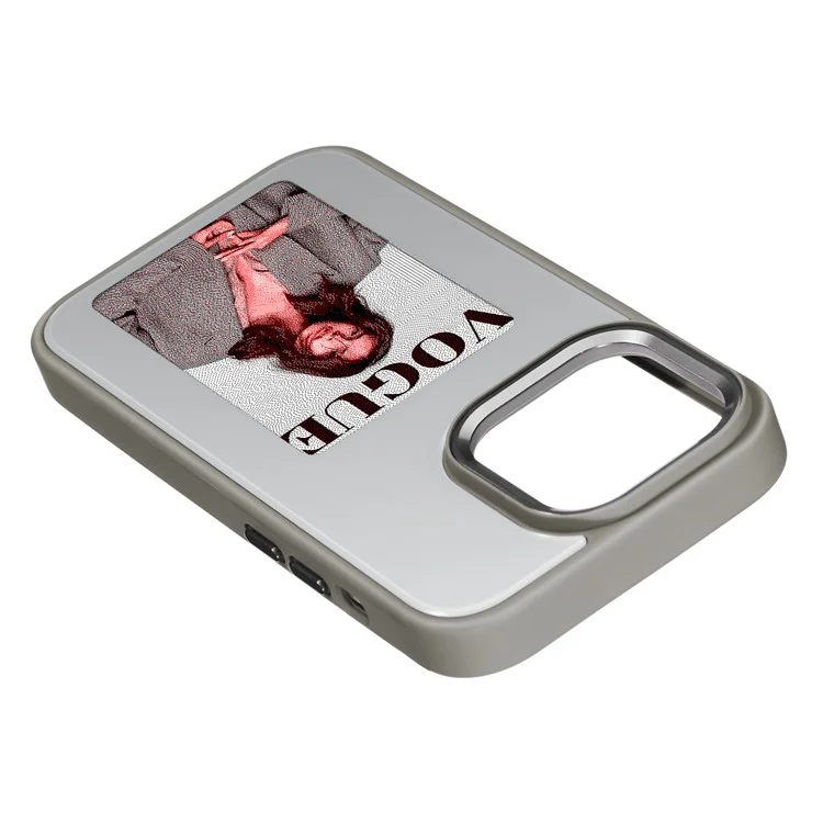 For iPhone 15 Pro Phone Case 3-Color E Ink Case Protective Wireless Projection - Grey