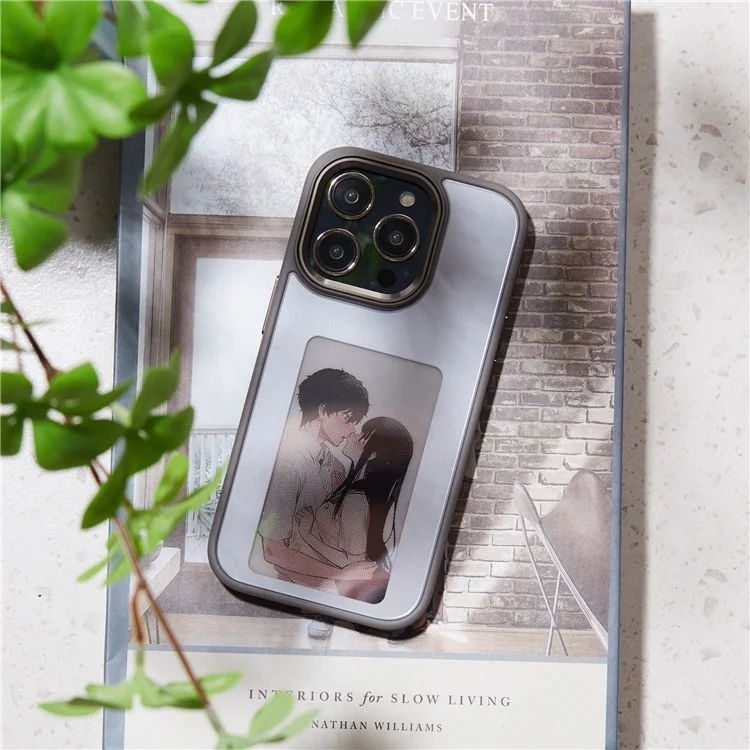 For iPhone 15 Pro Phone Case 3-Color E Ink Case Protective Wireless Projection - Grey