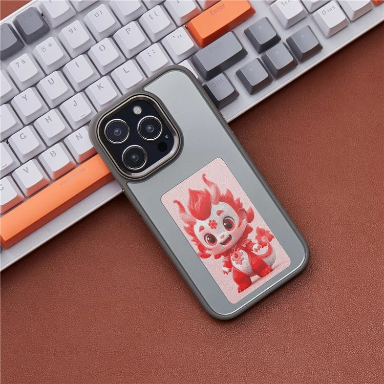 For iPhone 15 Pro Phone Case 3-Color E Ink Case Protective Wireless Projection - Grey