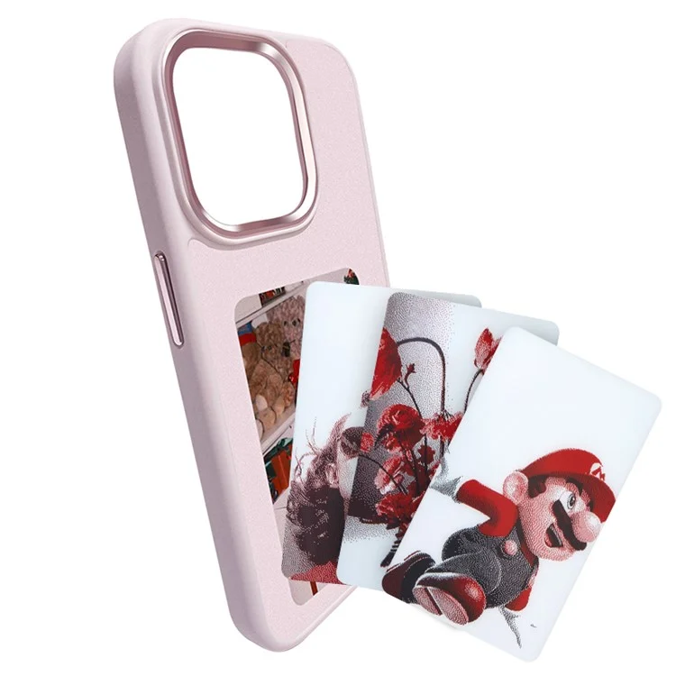For iPhone 15 Pro Max Phone Case NFC Customized Cover 3-Color E Ink Case DIY Smart Display - Pink