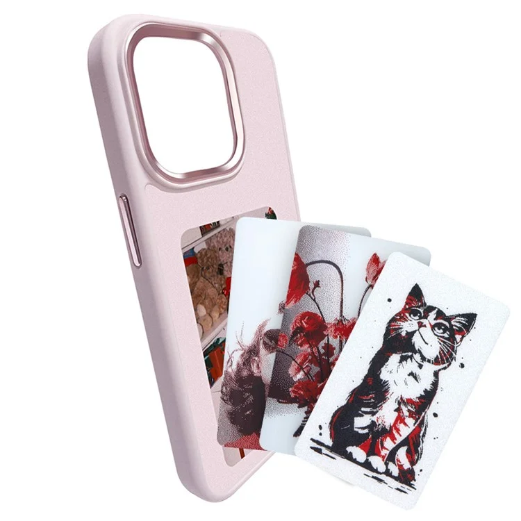 For iPhone 15 Pro Max Phone Case NFC Customized Cover 3-Color E Ink Case DIY Smart Display - Pink