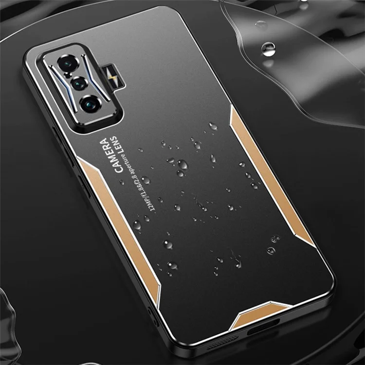 For Xiaomi Redmi K50 Gaming 5G / Poco F4 GT Case Matte Aluminium Alloy+TPU+PC Protective Cover - Gold