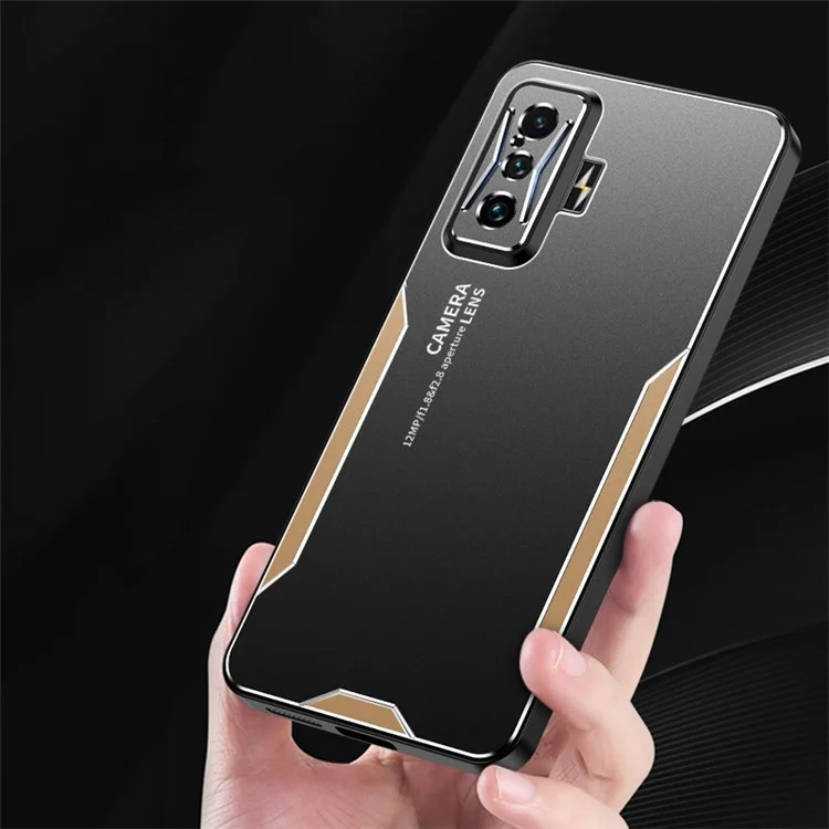 For Xiaomi Redmi K50 Gaming 5G / Poco F4 GT Case Matte Aluminium Alloy+TPU+PC Protective Cover - Gold