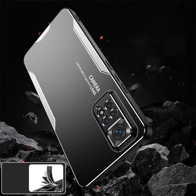 For Xiaomi Redmi Note 11 Pro Case Aluminium Alloy+TPU+PC Airbag Protection Phone Cover - Silver