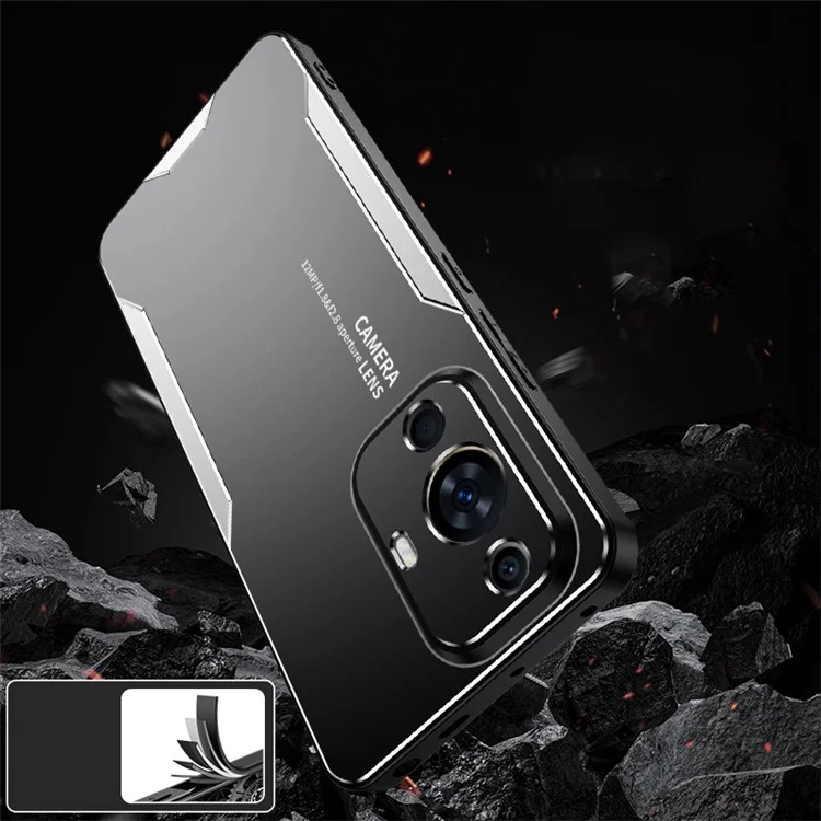 Para Huawei nova 11 / nova 12s 4G / nova 12 Lite 4G Capa de Metal Fosco Airbag Proteção à Prova de Choque - Prata