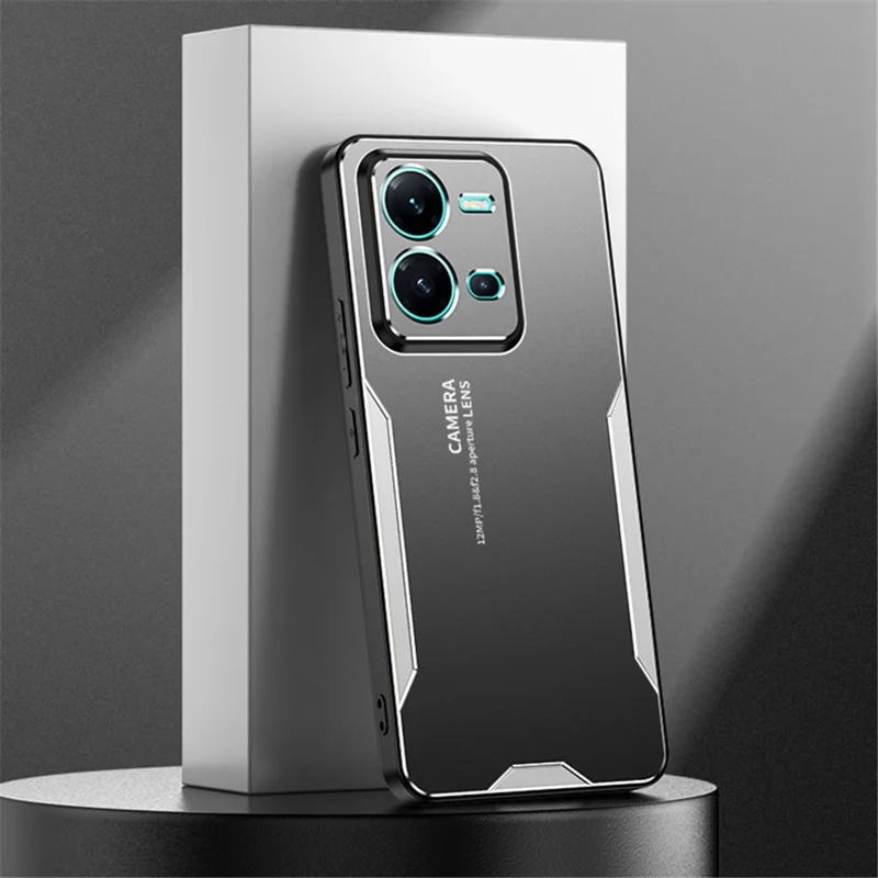 Pour le vivo V25 5G Étui Alliage d'Aluminium Givré+PC+TPU Protecteur de Téléphone - Argent