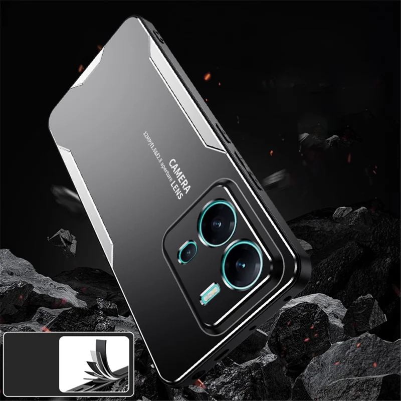 Pour le vivo V25 5G Étui Alliage d'Aluminium Givré+PC+TPU Protecteur de Téléphone - Argent