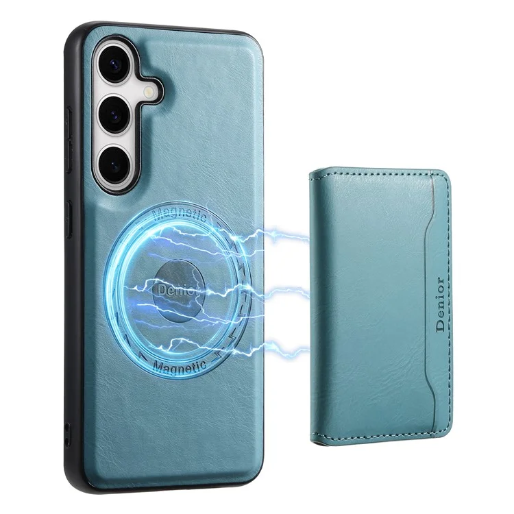 DENIOR Pour Samsung Galaxy S24 Étui Magnétique avec Support Téléphonique Étui Portefeuille 2 en 1 Détachable - Bleu