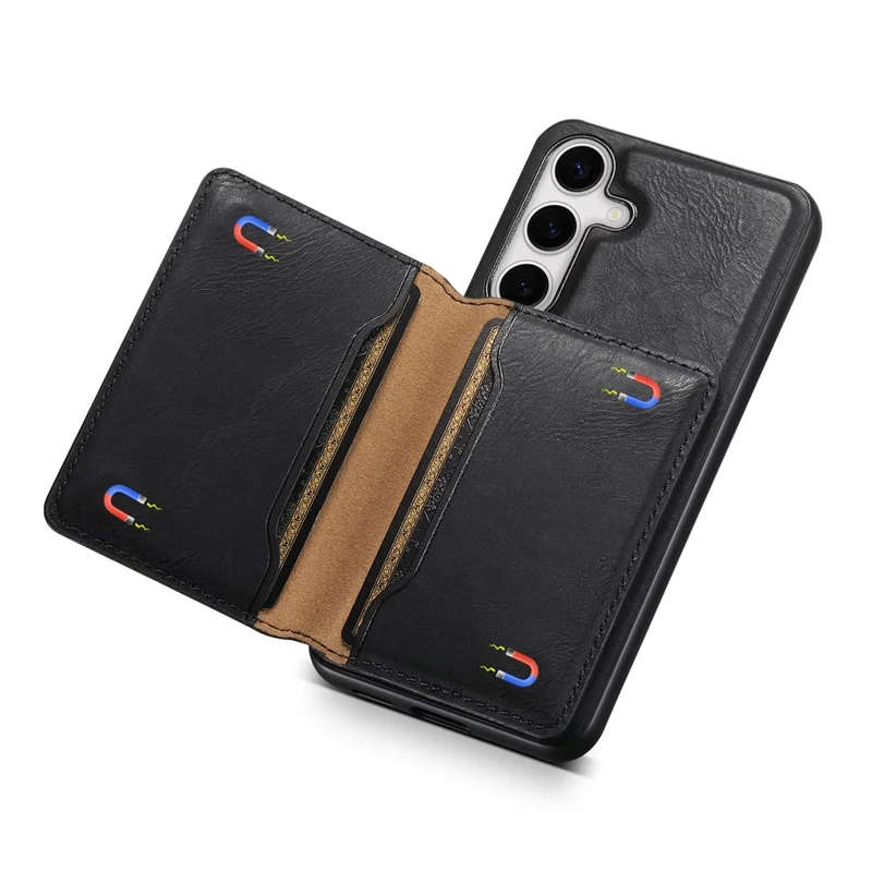 DENIOR For Samsung Galaxy S24+ Phone Case Magnetic Protection Cover Detachable Card Bag - Black