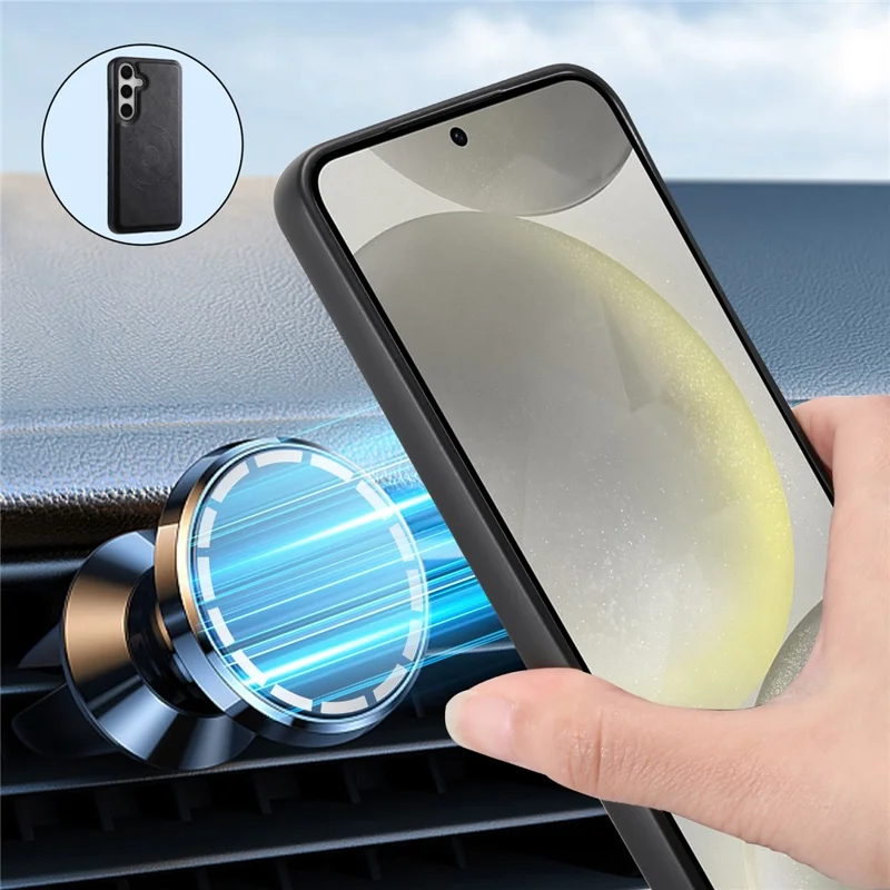 DENIOR For Samsung Galaxy S24+ Phone Case Magnetic Protection Cover Detachable Card Bag - Black