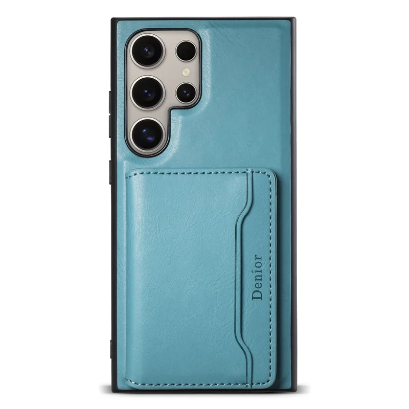 DENIOR For Samsung Galaxy S24 Ultra Phone Cover Magnetic Detachable Wallet Case Kickstand - Blue