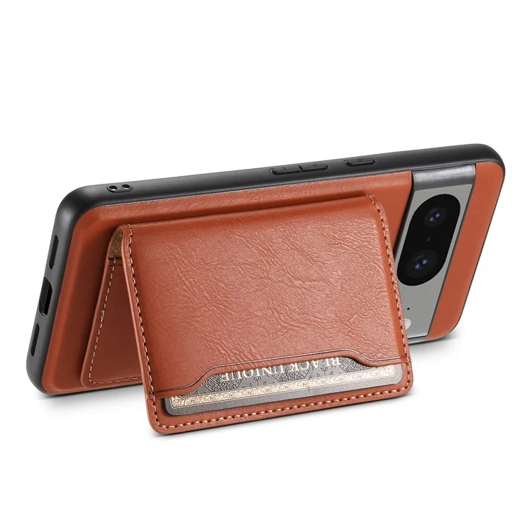 DENIOR Para Google Pixel 8 Funda Cartera de Teléfono con Soporte Magnético para Tarjetas Protectora - Marrón