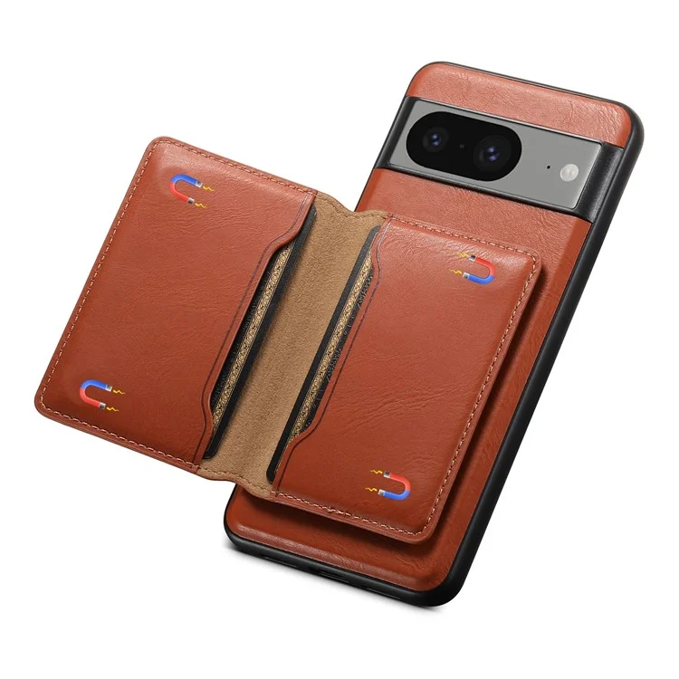 DENIOR Para Google Pixel 8 Funda Cartera de Teléfono con Soporte Magnético para Tarjetas Protectora - Marrón