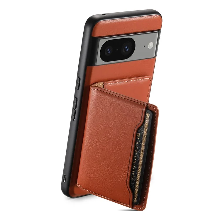 DENIOR Para Google Pixel 8 Funda Cartera de Teléfono con Soporte Magnético para Tarjetas Protectora - Marrón