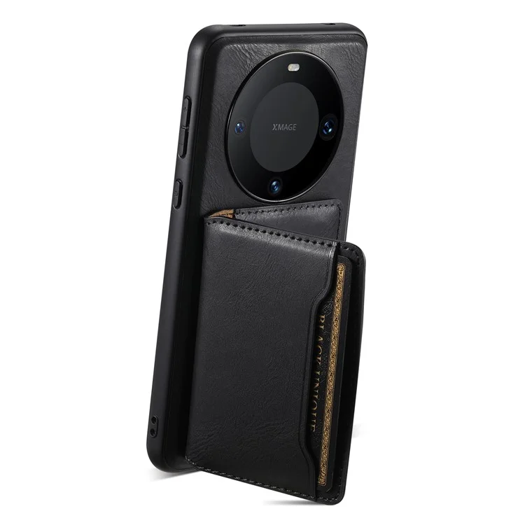 DENIOR Für Huawei Mate 60 Pro / Mate 60 Pro+ Magnetische Hülle Abnehmbare Kartentasche Handyhülle - Schwarz