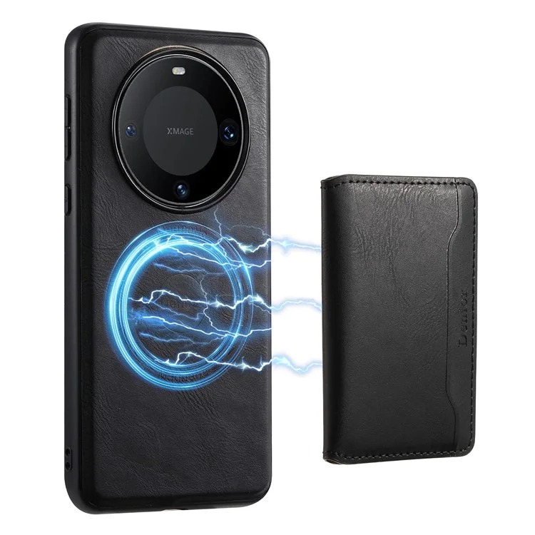DENIOR Für Huawei Mate 60 Pro / Mate 60 Pro+ Magnetische Hülle Abnehmbare Kartentasche Handyhülle - Schwarz
