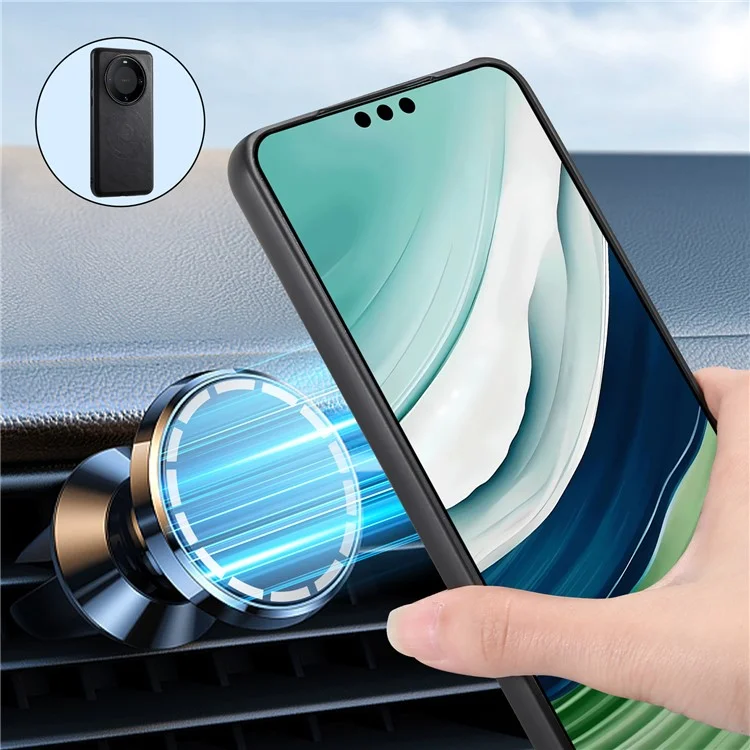 DENIOR Für Huawei Mate 60 Pro / Mate 60 Pro+ Magnetische Hülle Abnehmbare Kartentasche Handyhülle - Schwarz
