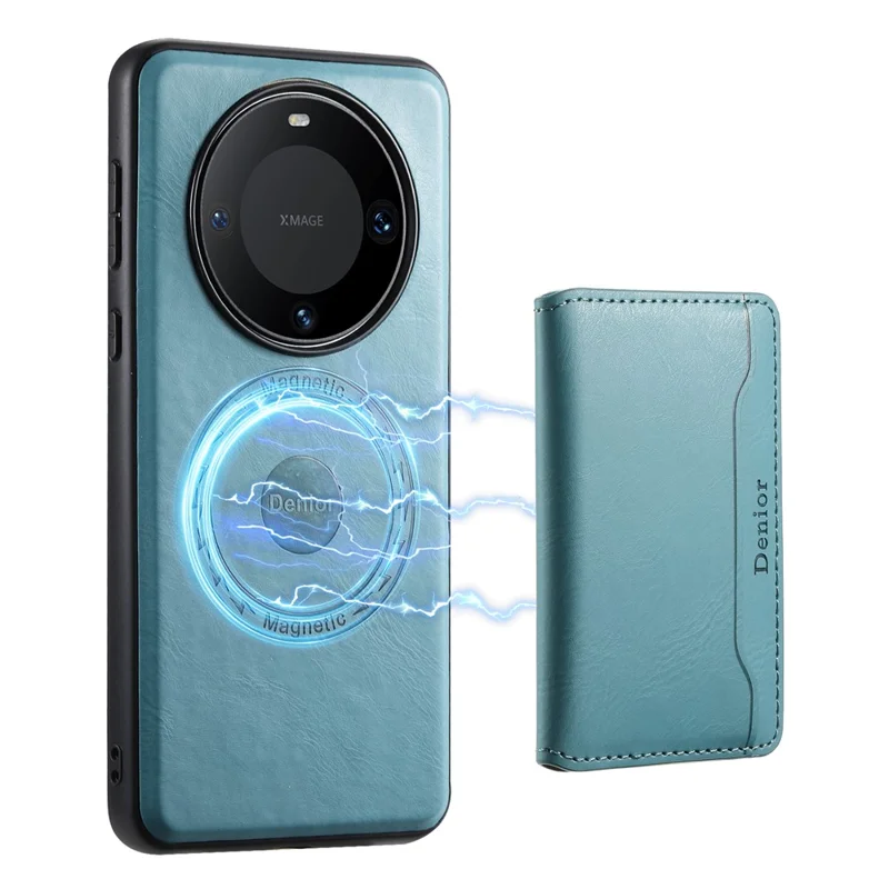 DENIOR For Huawei Mate 60 Pro / Mate 60 Pro+ Magnetic Case Detachable Card Bag Phone Cover - Blue