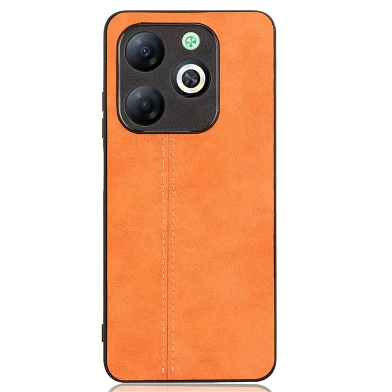 For Infinix Smart 8 4G Case Cowhide Texture PU Leather Coated PC+TPU Phone Shell - Orange