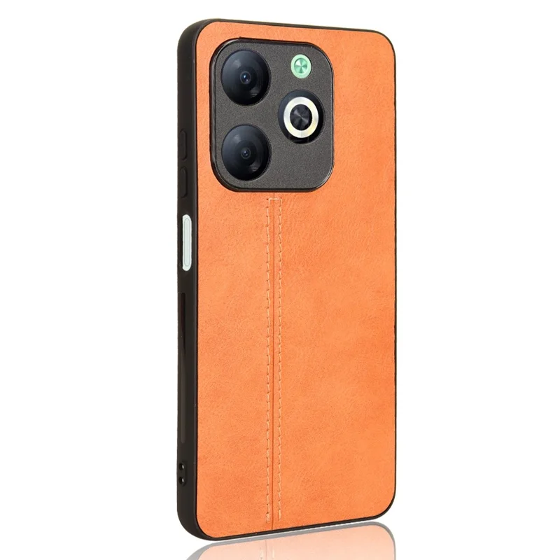 For Infinix Smart 8 4G Case Cowhide Texture PU Leather Coated PC+TPU Phone Shell - Orange