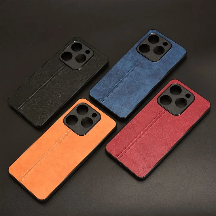 For Infinix Smart 8 4G Case Cowhide Texture PU Leather Coated PC+TPU Phone Shell - Orange