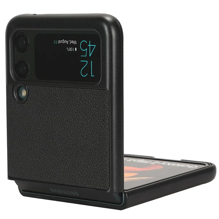 For Samsung Galaxy Z Flip3 5G Case PU Leather Card Holder Phone Back Cover - Black