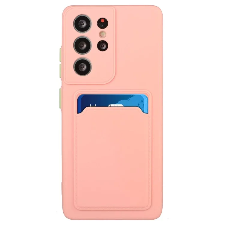 For Samsung Galaxy S24 Ultra TPU Case Card Slot Matte Phone Cover - Pink