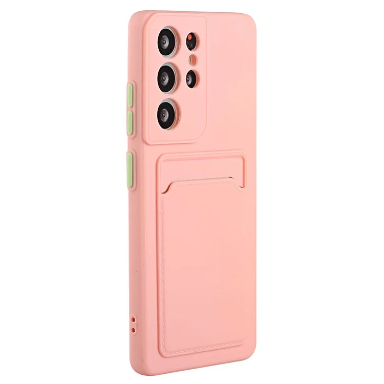 For Samsung Galaxy S24 Ultra TPU Case Card Slot Matte Phone Cover - Pink