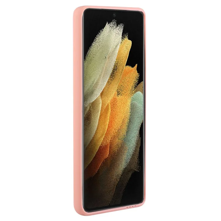 For Samsung Galaxy S24 Ultra TPU Case Card Slot Matte Phone Cover - Pink