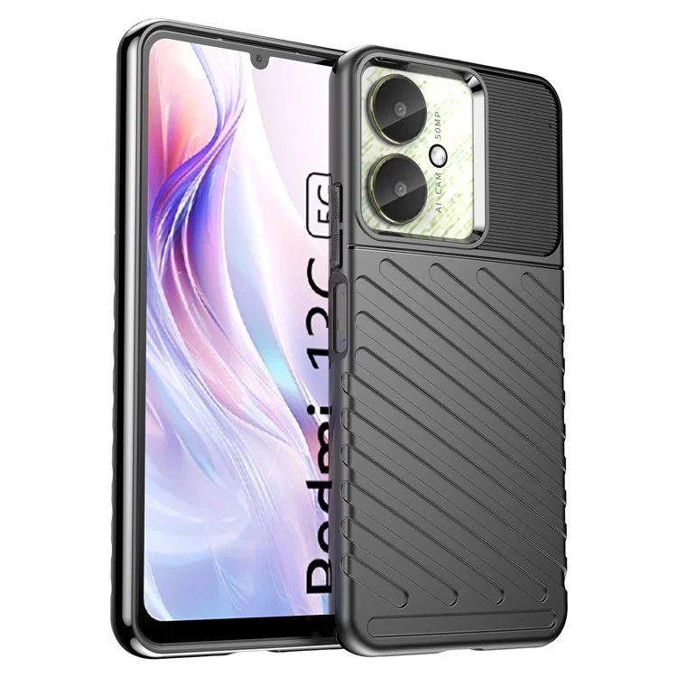 Thunder Series For Xiaomi Redmi 13C 4G / 5G / 13R 5G / Poco M6 5G / Poco C65 4G Case Soft TPU Phone Back Cover - Black