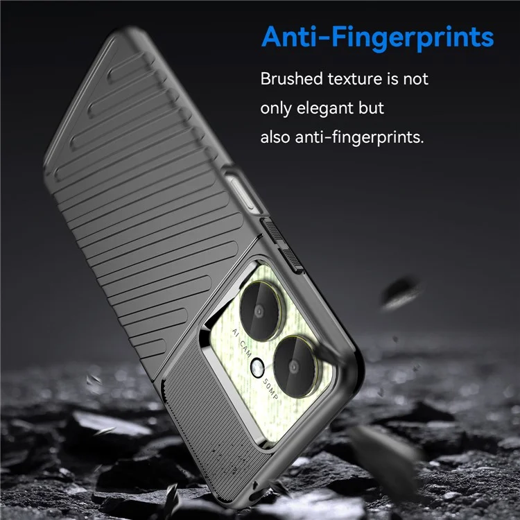 Thunder Series For Xiaomi Redmi 13C 4G / 5G / 13R 5G / Poco M6 5G / Poco C65 4G Case Soft TPU Phone Back Cover - Black
