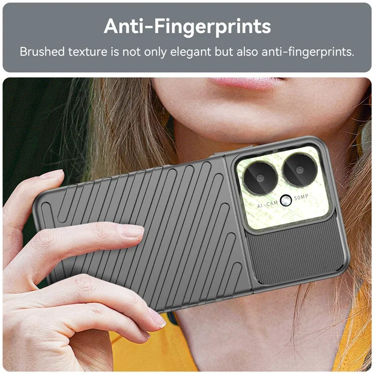 Thunder Series For Xiaomi Redmi 13C 4G / 5G / 13R 5G / Poco M6 5G / Poco C65 4G Case Soft TPU Phone Back Cover - Black