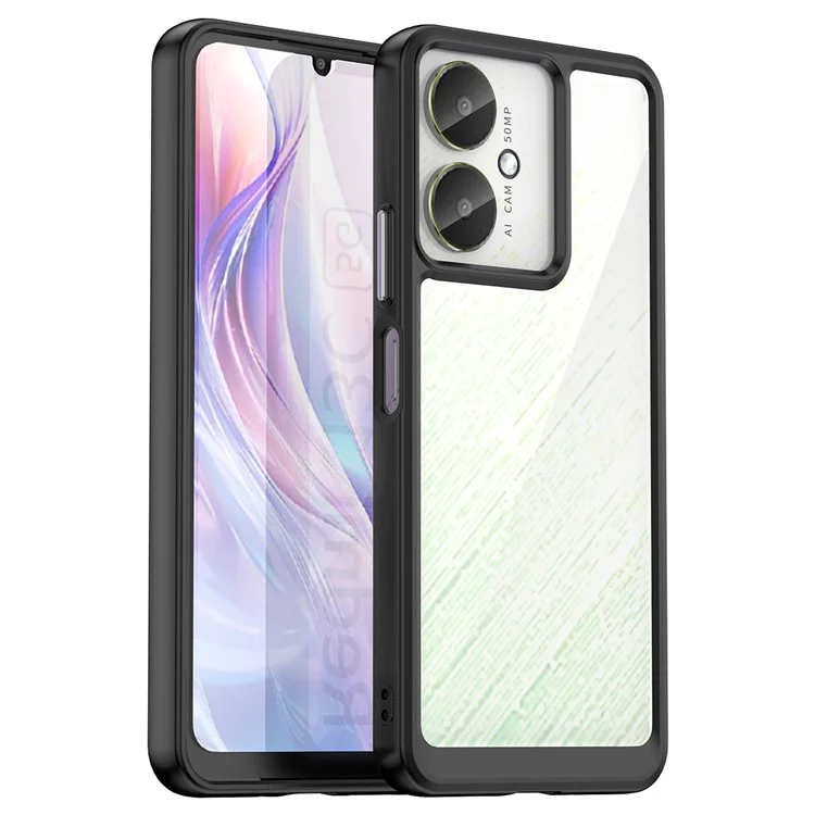 Per Xiaomi Redmi 13C 4G / 5G / 13R 5G / Poco M6 5G / Poco C65 4G Hybrid Case TPU+Acrylic Phone Back Cover - Nero