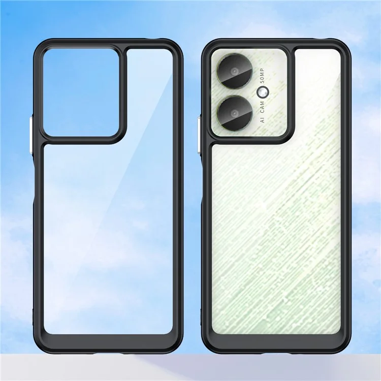 Per Xiaomi Redmi 13C 4G / 5G / 13R 5G / Poco M6 5G / Poco C65 4G Hybrid Case TPU+Acrylic Phone Back Cover - Nero