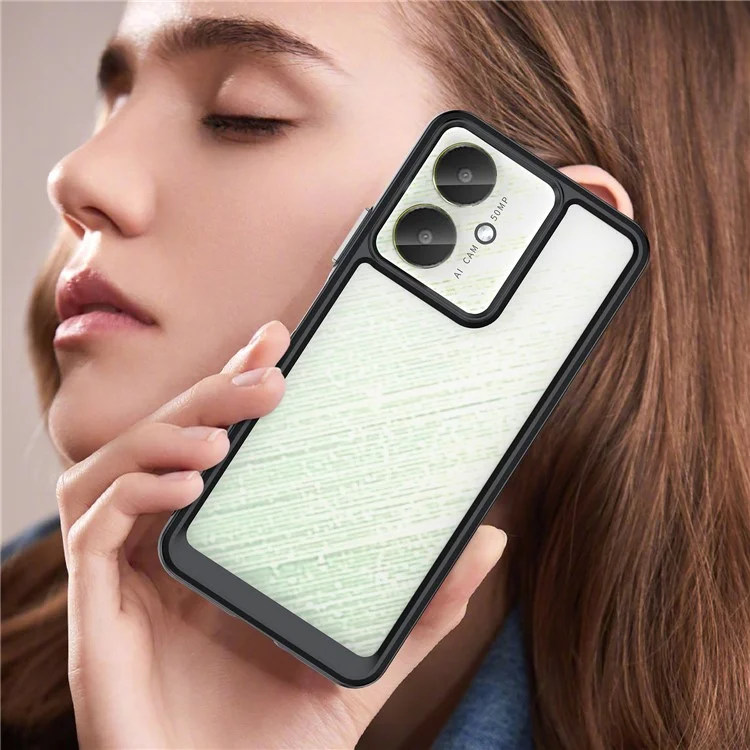 Per Xiaomi Redmi 13C 4G / 5G / 13R 5G / Poco M6 5G / Poco C65 4G Hybrid Case TPU+Acrylic Phone Back Cover - Nero