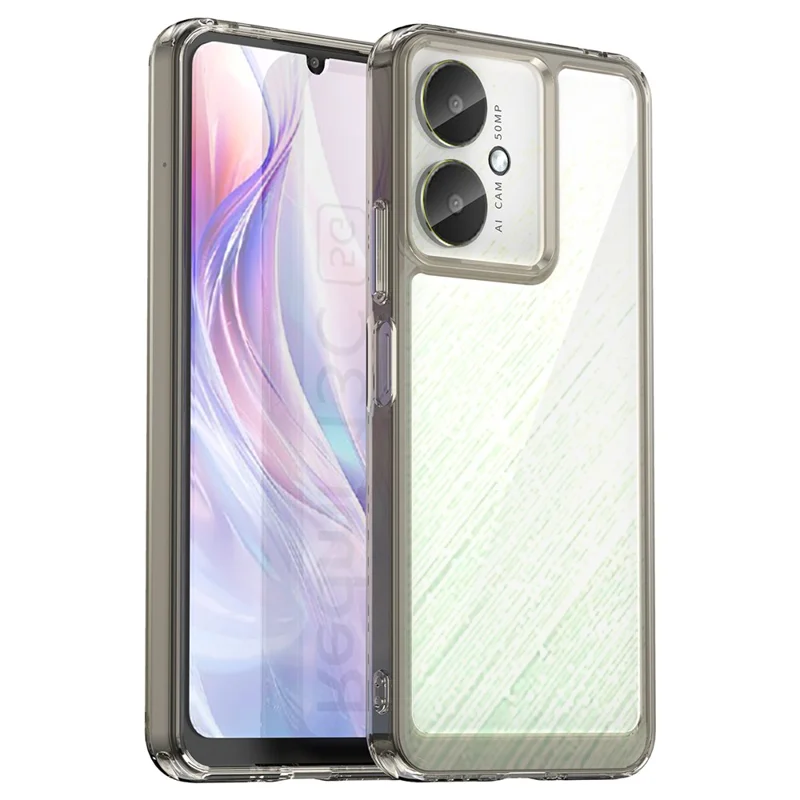For Xiaomi Redmi 13C 4G / 5G / 13R 5G / Poco M6 5G / Poco C65 4G Hybrid Case TPU+Acrylic Phone Back Cover - Transparent Grey