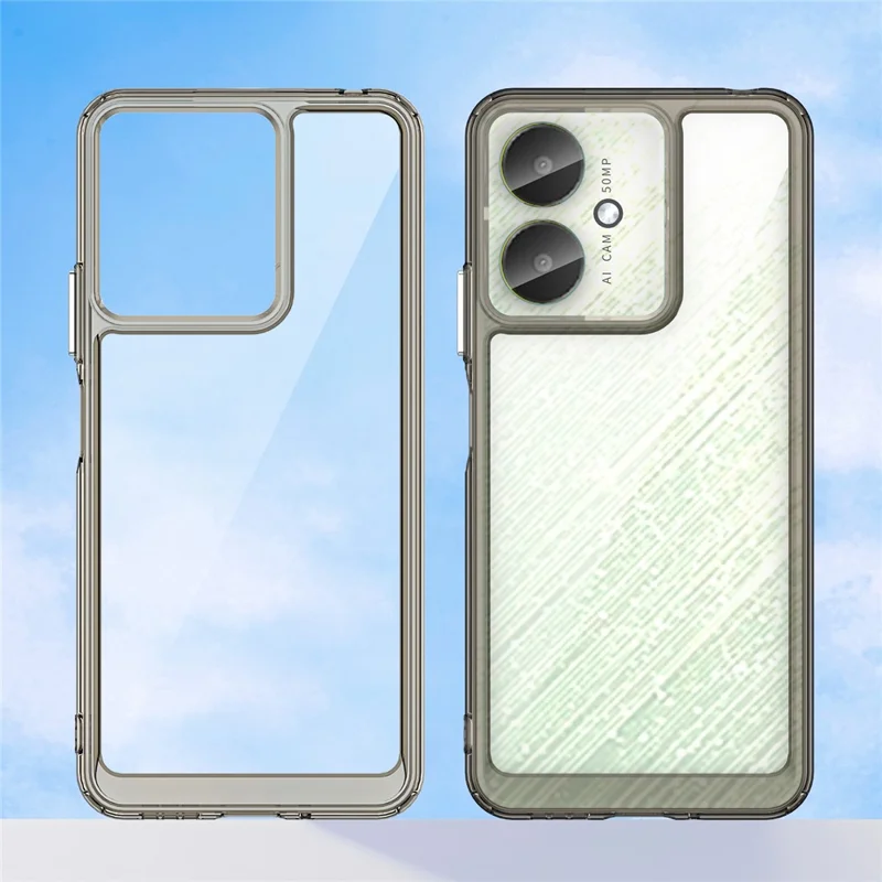 For Xiaomi Redmi 13C 4G / 5G / 13R 5G / Poco M6 5G / Poco C65 4G Hybrid Case TPU+Acrylic Phone Back Cover - Transparent Grey