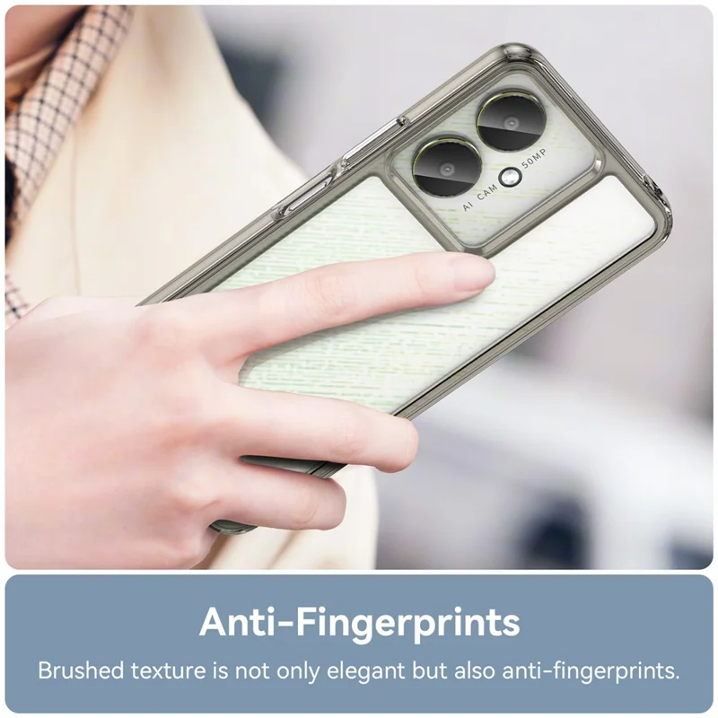 For Xiaomi Redmi 13C 4G / 5G / 13R 5G / Poco M6 5G / Poco C65 4G Hybrid Case TPU+Acrylic Phone Back Cover - Transparent Grey