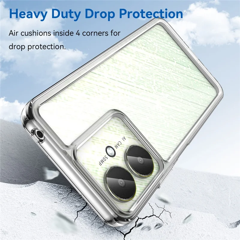Para Xiaomi Redmi 13C 4G / 5G / 13R 5G / Poco M6 5G / Poco C65 4G Hybrid Case TPU+Acrylic Phone Back Cover - Transparente
