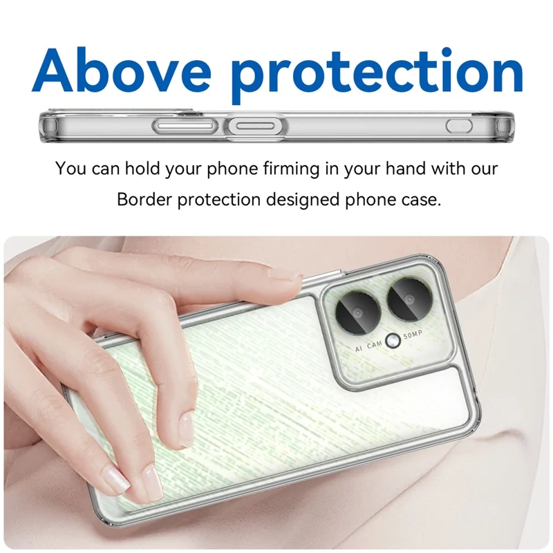 Para Xiaomi Redmi 13C 4G / 5G / 13R 5G / Poco M6 5G / Poco C65 4G Hybrid Case TPU+Acrylic Phone Back Cover - Transparente