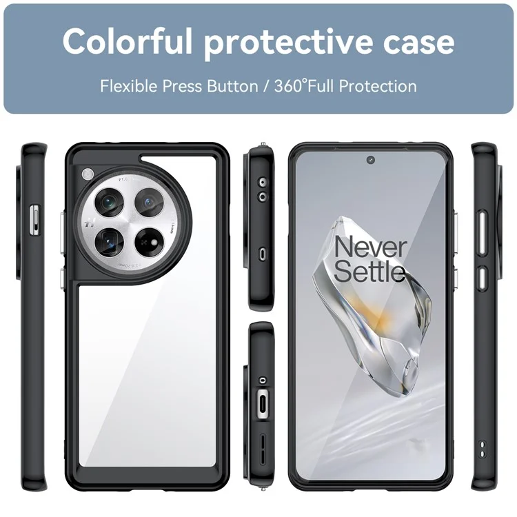 For OnePlus 12 5G Case Slim-Fit TPU+Acrylic Shockproof Phone Guard Cover - Black