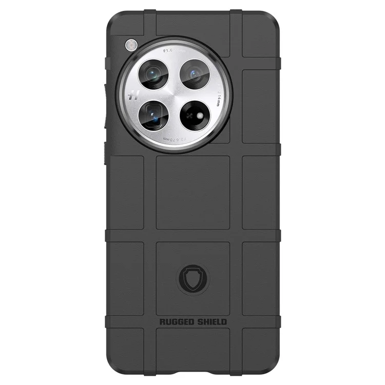 For OnePlus 12 5G Case Anti-Scratch Square Grid TPU Shell Phone Cover - Black