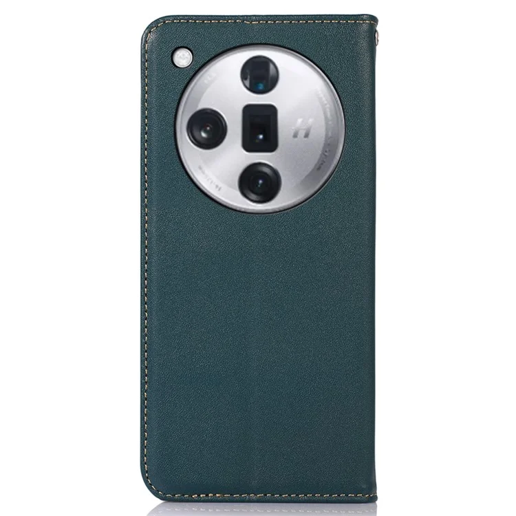 KHAZNEH per Oppo Find X7 5G Cover Vera Pelle di Mucca+TPU Custodia Portafoglio - Verde