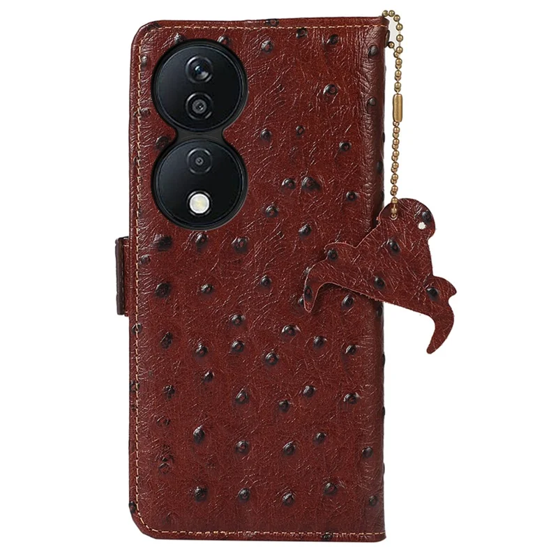 For Honor X7b 4G / 90 Smart Magnetic Case RFID Blocking Genuine Cow Leather Stand Cover - Coffee