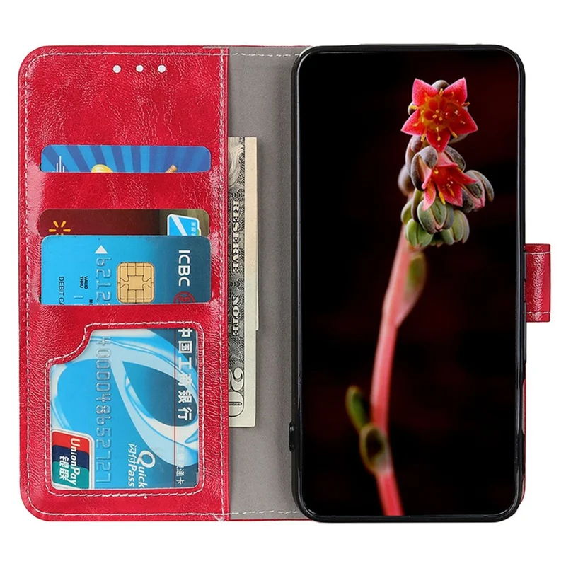 For Honor X7b 4G / 90 Smart Wallet Case Retro Crazy Horse Texture Smart Phone Cover - Red